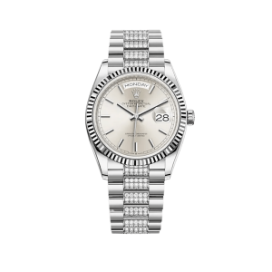 Rolex Day-Date 36 128239 White Gold Silver Dial