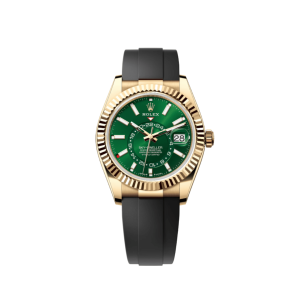 Rolex Sky-Dweller 336238 Yellow Gold Bright Green Dial Oysterflex
